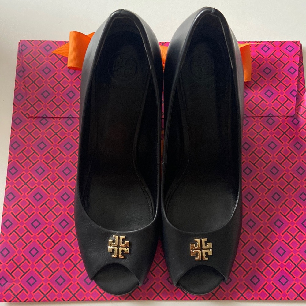 Tory Burch Peep Toe Wedges
